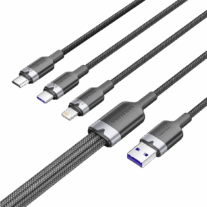 Кабель Vention 3 в 1 USB 2.0 AM/ Micro-B, USB-C, Lightning M - 1.5м. Черный 6A, шт. / Vention CTRBG / Кабель Vention 3 в 1 USB 2.0 AM/ Micro-B, USB-C, Lightning M - 1.5м. Черный 6A, шт.