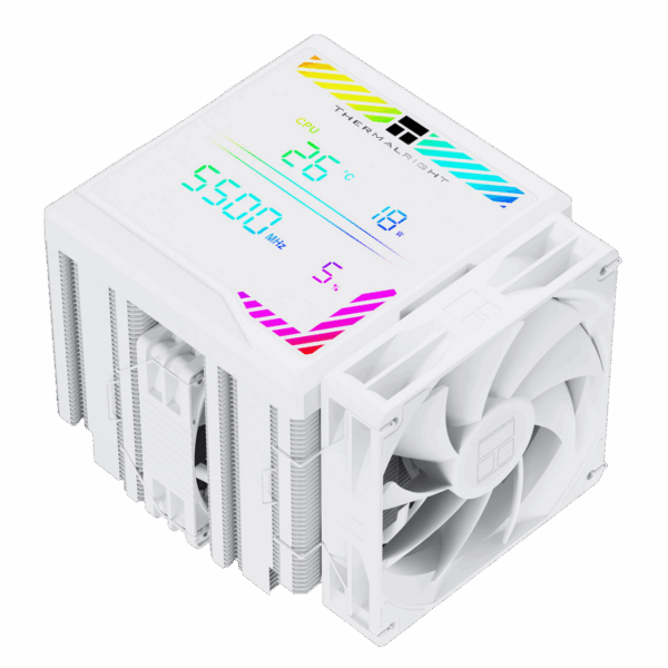 Кулер для процессора / Thermalright PA140-DG-WH / Кулер для процессора/ CPU Cooler Thermalright Peerless Assassin 140 Digital White (4-pin PWM, 165mm, Ni/Cu, 6x6mm, 1x120mm + 1x140mm, 82.CFM, 29.6dBA, 1850RPM, S 1200, 1700, 1851, 115X, 2011, 2066, AM4, AM5, white)