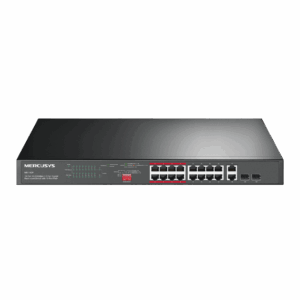 Коммутатор / Mercusys MS118CP / Коммутатор/ 16-Port 10/100Mbps + 2-Port Gigabit Rackmount Switch with 16-Port PoE+