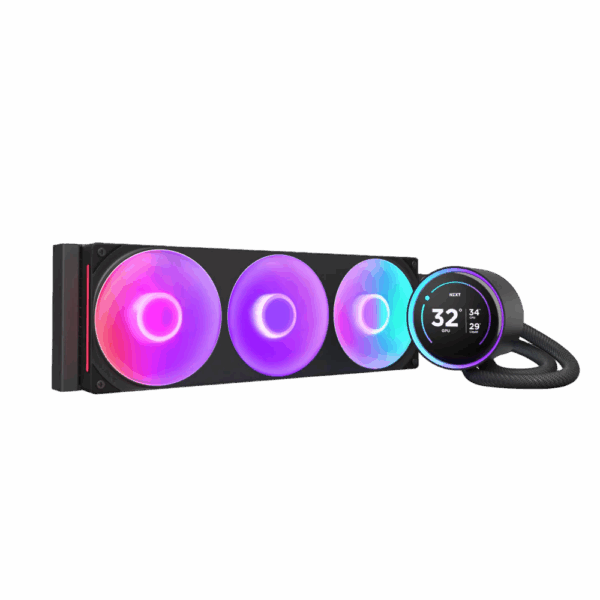 Система жидкостного охлаждения для ПК / NZXT Kraken Elite 420 RGB RL-KR42E-B2 / Система жидкостного охлаждения для ПК/ Water Cooling System NZXT Kraken Elite 420 RGB (350W, 420mm, LED temp., Black/ Fans 3x140mm, 98.61CFM, 34.5dBA, 2000RPM/ Pump height 65mm, 2800RPM, Rad thickness 27mm/ S 1851, 1700, 1200, 115X, AM5, AM4)