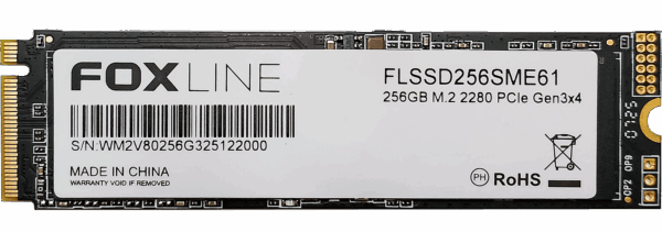 Твердотельный накопитель / Foxline FLSSD256SME61 / Твердотельный накопитель/ Foxline SSD ME, 256GB, M.2(22x80mm), NVMe, PCIe 3.0 x4, 3D TLC, R/W 1500/1100MB/s (2 года)