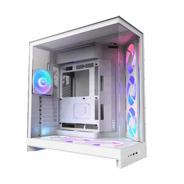 Корпус без блока питания / NZXT H9 Flow RGB+ CM-H92FW-P1 / Корпус без блока питания/ Case NZXT H9 Flow RGB+ (2025), Midi-Tower, TG, 6x140mm RGB + 1x120mm RGB, 2xUSB-A 3.2 + 1xUSB-C 3.2, E-ATX, ATX, mATX, mITX White