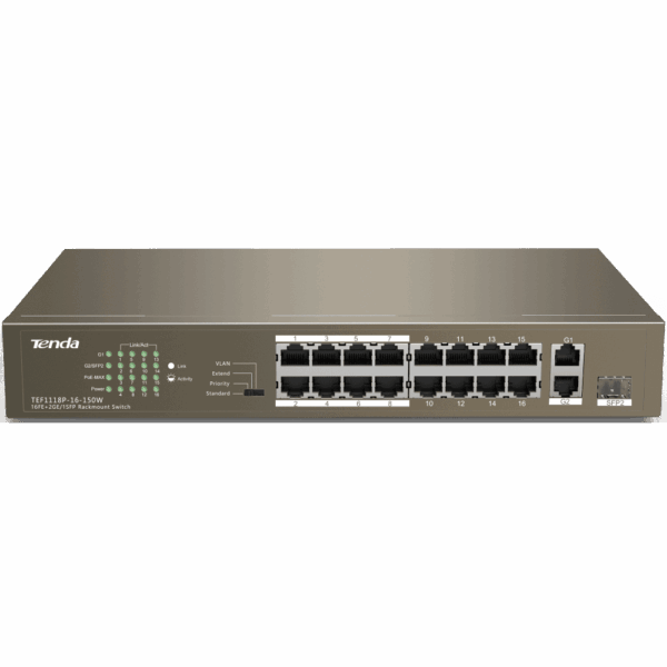 Коммутатор / Tenda F1118P-16-150W / Коммутатор 18PORT F1118P-16-150W IP-COM