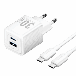 Набор для зарядки Vention з/у GaN 30W 2 порта USB (C + A) и кабель USB-C 3А Белый, шт. / Vention TZ-FEQW0-EU-01 / Набор для зарядки Vention з/у GaN 30W 2 порта USB (C + A) и кабель USB-C 3А Белый, шт.