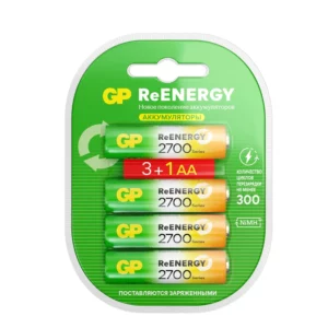 Аккумулятор / GP 4891199232213 / Перезаряжаемые аккумуляторы GP ReEnergy 270AAHC AA, емкость 2650 мАч - 4 шт. в промо-упаковке 3+1