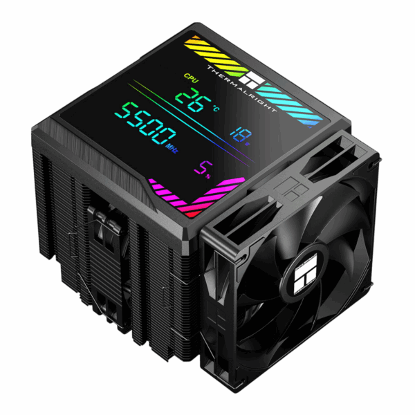 Кулер для процессора / Thermalright PA140-DG-BL / Кулер для процессора/ CPU Cooler Thermalright Peerless Assassin 140 Digital Black (4-pin PWM, 165mm, Ni/Cu, 6x6mm, 1x120mm + 1x140mm, 82.CFM, 29.6dBA, 1850RPM, S 1200, 1700, 1851, 115X, 2011, 2066, AM4, AM5, black)