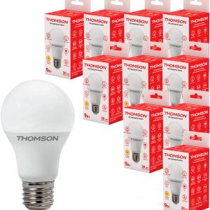 Лампа светодиодная Thomson B2003 9Вт цок.:E27 груша 220B св.свеч.бел.теп. A60 (упак.:10шт) (TH-B2003-10)