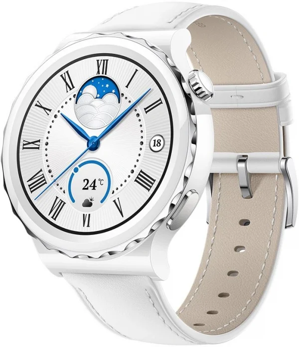 Смарт-часы Huawei Watch GT 3 Pro Frigga-B19V 43мм 1.32" AMOLED корп.белый/серебристый рем.белый разм.брасл.:130-190мм (55028857)