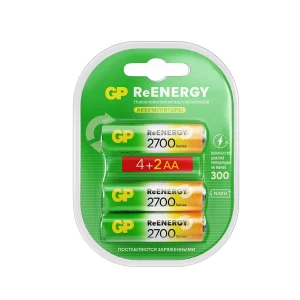 Аккумулятор / GP 4891199232244 / Перезаряжаемые аккумуляторы GP ReEnergy 270AAHC AA, емкость 2650 мАч - 6 шт. в промо-упаковке 4+2