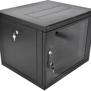 Шкаф коммутационный ЦМО (ШРН-М-9.500-9005) настенный 9U 600x520мм пер.дв.стекл 130кг черный 456мм 19.35кг 180град. 480мм металл