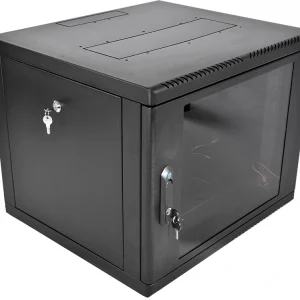 Шкаф коммутационный ЦМО (ШРН-М-9.650-9005) настенный 9U 600x650мм пер.дв.стекл 120кг черный 581мм 22.5кг 180град. 475мм металл