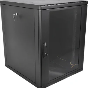 Шкаф коммутационный ЦМО (ШРН-М-12.500-9005) настенный 12U 600x520мм пер.дв.стекл 130кг черный 456мм 21.6кг 180град. 610мм
