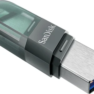 Флеш Диск Sandisk 64GB iXpand SDIX90N-064G-GN6NK USB3.1 зеленый/серебристый
