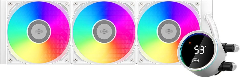 Система водяного охлаждения PcCooler DA360 Pro Digital WH ARGB Soc-AM5/AM4/1200/1700/1851 белый 4-pin Al LCD 300W Ret (DA360PRO-WHAWXL-GL)