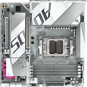 Материнская плата Gigabyte B850M AORUS ELITE WIFI6E ICE SocketAM5 AMD B850 4xDDR5 mATX AC`97 8ch(7.1) 2.5Gg RAID+DP