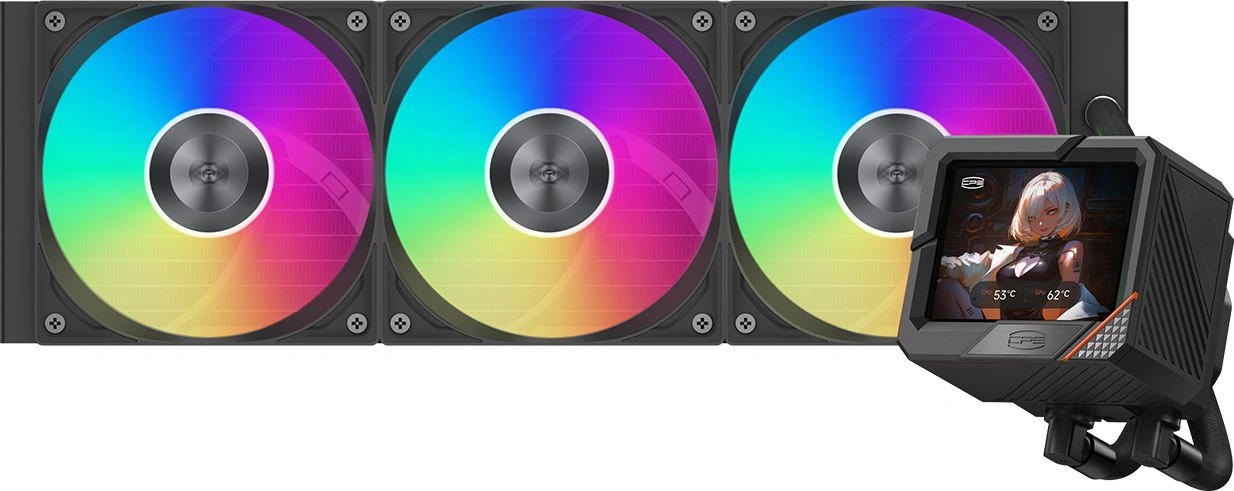 Система водяного охлаждения PcCooler GT360 Dsiplay ARGB Soc-AM5/AM4/1200/1700/1851 черный 4-pin 15-41.5dB Al LCD 310W Ret (GT360-BKAWXY-GL)