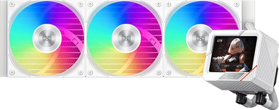 Система водяного охлаждения PcCooler GT360 Dsiplay ARGB Soc-AM5/AM4/1200/1700/1851 белый 4-pin 15-41.5dB Al LCD 310W Ret (GT360-WHAWXY-GL)