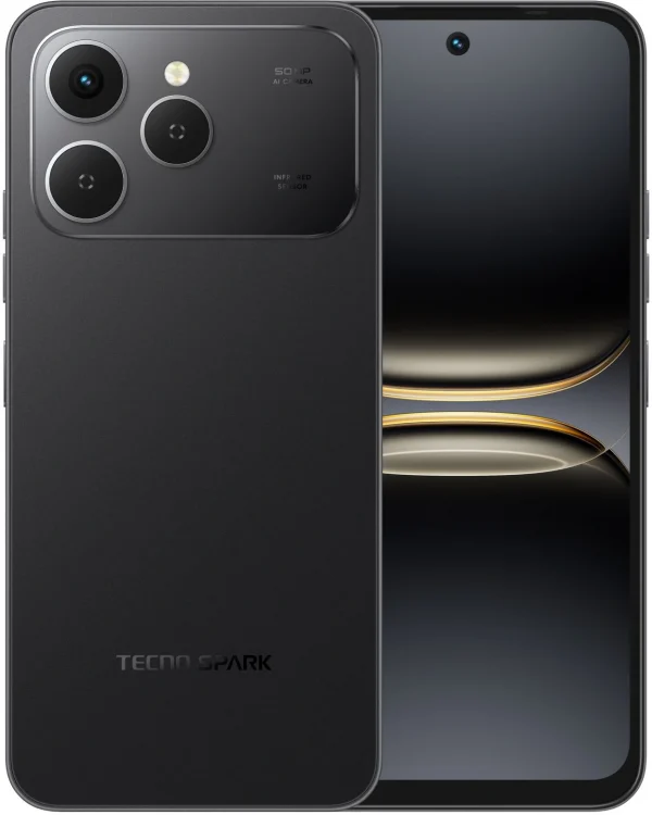 Смартфон Tecno Spark 40 256Gb 8Gb черный моноблок 3G 4G 2Sim 6.67" 720x1600 Android 15 50Mpix 802.11 a/b/g/n/ac/ax NFC GPS GSM900/1800 GSM1900 Protect FM microSD max1024Gb