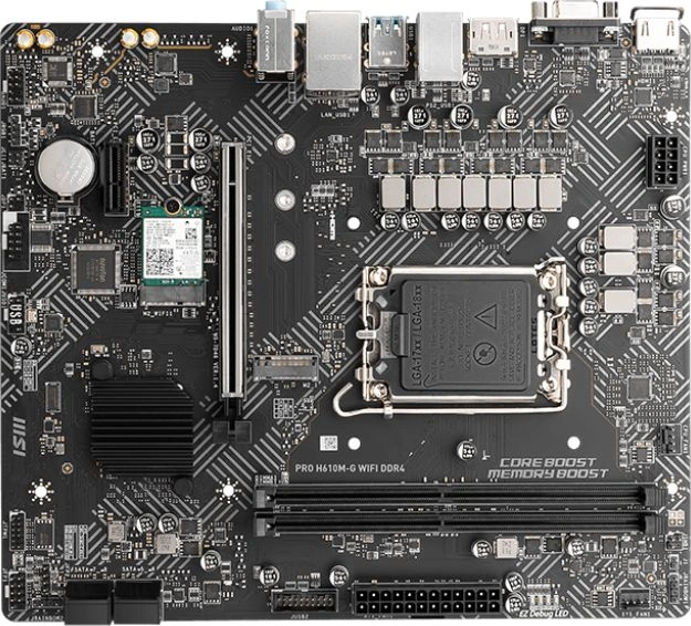 Материнская плата MSI PRO H610M-G WIFI DDR4 Soc-1700 Intel H610 2xDDR4 mATX AC`97 8ch(7.1) GbLAN+VGA+HDMI+DP