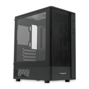 Корпус без блока питания / HSPD M332-TGBK / Корпус без блока питания/ Case HSPD M332, Mesh Mini-tower, Black, TG, 0.4 SPCC, no fans, mATX, mITX, 160/285/170mm, 1x2.5", 1x3.5", 4xPCI, 1xUSB-A 3.0, 1xUSB-A 1.0, 387x197x325mm