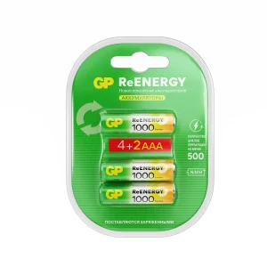 Аккумулятор / GP 4891199232459 / Перезаряжаемые аккумуляторы GP ReEnergy 100AAAHC AAA, емкость 930 мАч - 6 шт. в промо-упаковке 4+2