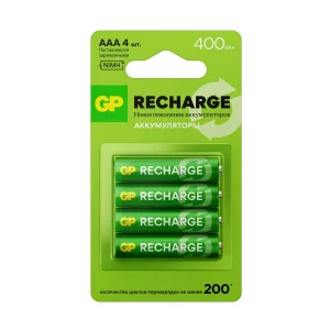 Аккумулятор / GP 4891199233302 / Перезаряжаемые аккумуляторы GP RECHARGE AAA, емкость 400 мАч - 4 шт. в блистере