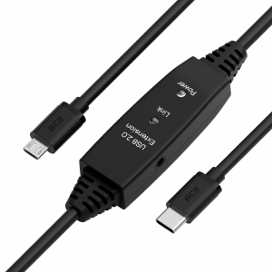 Кабель / GreenConnect GCR-55584 / GCR PRO Кабель активный 10.0m Type-C / MicroB USB 2.0, с усилителем сигнала, разъём для доп.питания, черный, 28/24 AWG, GCR-55584