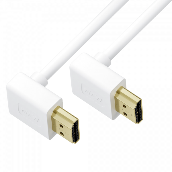 Кабель / GreenConnect GCR-57458 / GCR Кабель SLIM 2.0m HDMI 2.0, М верхний угол / М верхний угол, белый, HDR 444, Ultra HD, 4K 60 fps 60Hz, 3D, AUDIO, 18.0 Гбит/с, GCR-57458