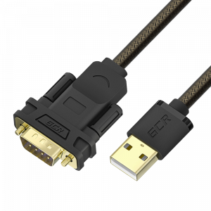 Переходник / GreenConnect GCR-55818 / GCR Конвертер-переходник 0.5m PROF USB 2.0 AM / DB9 RS-232 c чипсетом PL2303GS, черно-прозрачный, двойной экран с армированием, GCR-55818