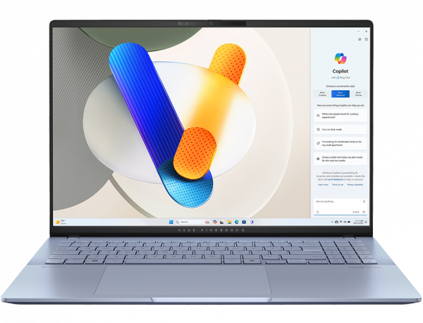 Ноутбук / ASUS 90NB1551-M009J0 / Ноутбук/ ASUS S5606CA-RI174W 16"(2880x1800 OLED)/Intel Core Ultra 7 255H(2Ghz)/32768Mb/1024PCISSDGb/noDVD/IntIntel Arc graphics/Cam/BT/WiFi/75WHr/war 1y/1.5kg/Mist Blue/Win11Home