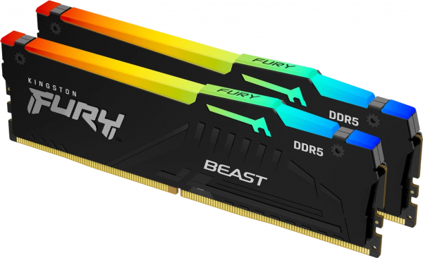 Память оперативная / Kingston KF560C36BBE2AK2-64 / Память оперативная/ Kingston 64GB 6000MT/s DDR5 CL36 DIMM (Kit of 2) FURY Beast RGB