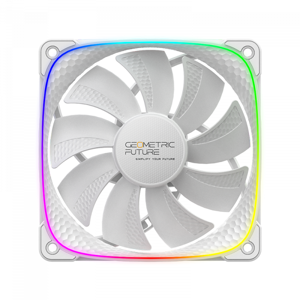 Вентилятор корпусный / Geometric Future 1F2503R112011 / Вентилятор корпусный/ Case Cooler Geometric Future Squama 2503RW-12 Reverse (120x120x25mm, 4-pin PWM, ARGB, 57.67CFM, 29.87dBA, 1500RPM, White)