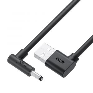 DC кабель питания / Greenconnect GCR-56039 / GCR Кабель питания 2.0m USB AM левый угол / DC 3.5х1.35 mm угловой, черный, GCR-56039
