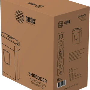Шредер Cactus CS-SH-C2 черный (секр.P-4) фрагменты 8лист. 13лтр. скрепки скобы пл.карты