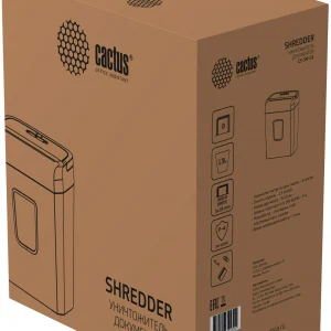 Шредер Cactus CS-SH-C4 белый (секр.P-4) фрагменты 8лист. 13лтр. скрепки скобы пл.карты