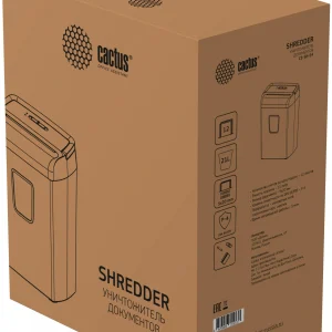 Шредер Cactus CS-SH-E4 (секр.P-4) фрагменты 12лист. 21лтр. скрепки скобы пл.карты