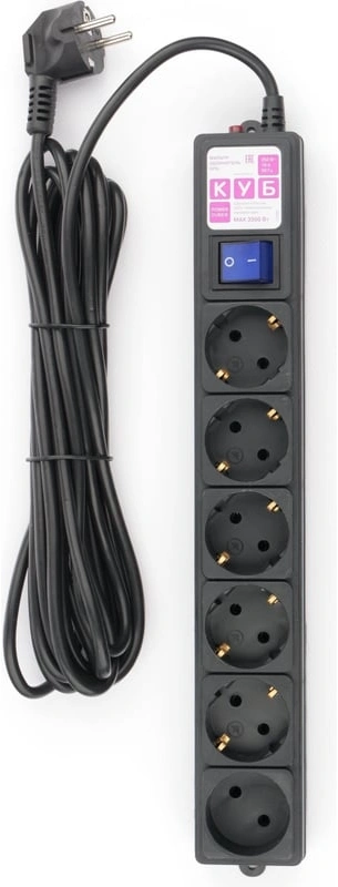 Сетевой фильтр Powercube SPG6-B2 5м (6 розеток) черный (коробка)