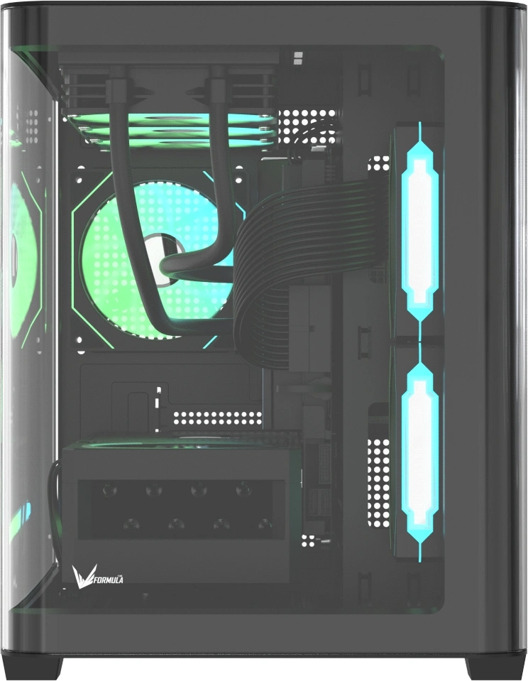 Корпус Formula Crystal U2M Floe черный без БП mATX 1xUSB3.0 1xUSB3.1 audio bott PSU