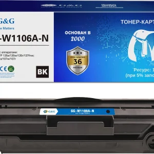 Картридж лазерный GG GG-W1106A-N W1106A черный (1000стр.) для HP Laser 107a/107r/107w/135a MFP/135r MFP/135w MFP/137fnw MFP