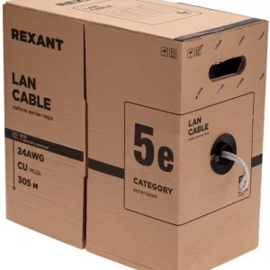 Кабель информационный Rexant 01-0143-R кат.5E F/UTP 4 пары 24AWG PVC внутренний 305м серый
