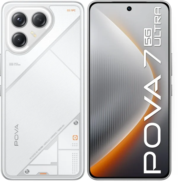 Смартфон Tecno Pova 7 Ultra 5G 256Gb 12Gb белый моноблок 3G 4G 6.8" 1080x2460 Android 14 50Mpix 802.11 a/b/g/n/ac NFC GPS GSM900/1800 Protect