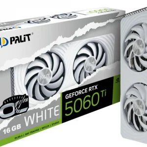 Видеокарта Palit PCI-E 5.0 PA-RTX5060TI WHITE OC NVIDIA GeForce RTX 5060TI 16Gb 128bit GDDR7 2407/28000 HDMIx1 DPx3 HDCP Ret