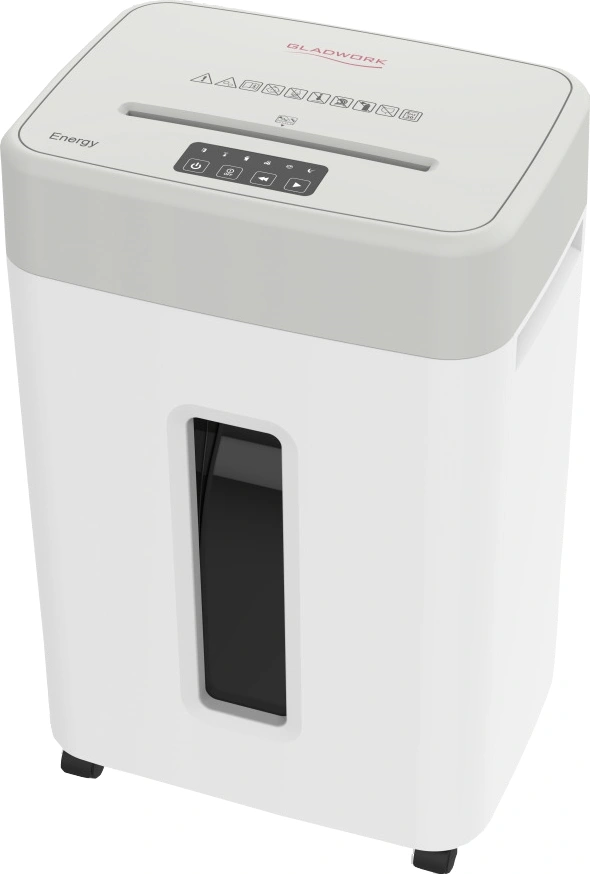 Шредер Gladwork Energy P-35CD серый (секр.P-4) фрагменты 30лист. 35лтр. скрепки скобы пл.карты CD