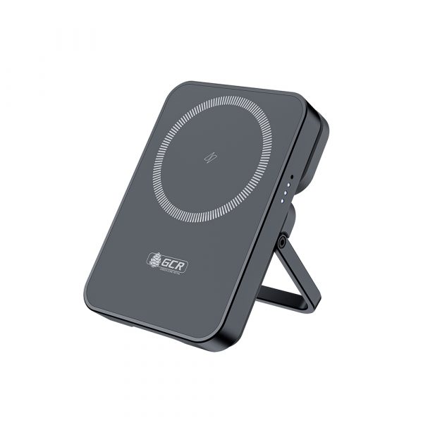 Повербанк / Greenconnect GCR-56911 / GCR PRO PowerBank магнитный 2в1 на 5000mAh MagSafe беспроводная зарядка 15W + Type-C PD 20W, складная подставка, графит, GCR-56911