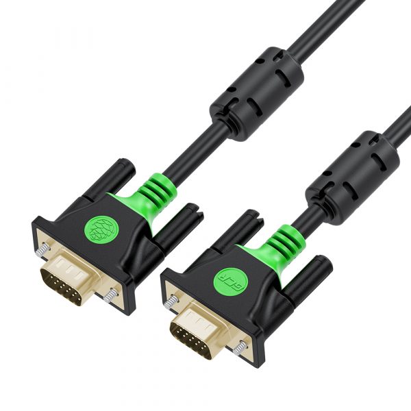 Кабель / Greenconnect GCR-VM2VM2-50.0m / GCR PRO Кабель PROF Premium SVGA 50.0m чёрный, GOLD, ферритовые кольца, OD8.0mm, 15M / 15M, 28/28 AWG, двойной экран, GCR-VM2VM2-50.0m