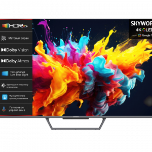 Телевизор ЖК 75`` Skyworth / Skyworth 75Q67H / 75", Ultra HD, QLED, 350Nit, Google TV, DVB-T2/C/S2, 2.0 ch Sound 15W2 Dolby Atmos, 120Hz, 3 HDMI, 2 USB, Digital Audio Output, LAN, Composite output, CI, Выход для наушников, Central stand, 2025