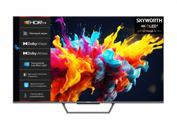 Телевизор ЖК 75`` Skyworth / Skyworth 75Q67H / 75", Ultra HD, QLED, 350Nit, Google TV, DVB-T2/C/S2, 2.0 ch Sound 15W2 Dolby Atmos, 120Hz, 3 HDMI, 2 USB, Digital Audio Output, LAN, Composite output, CI, Выход для наушников, Central stand, 2025