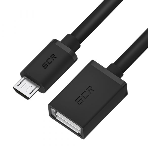 Переходник / Greenconnect GCR-55591 / GCR PRO Адаптер переходник OTG 0.75m USB, microB 5pin/AF, черный, морозостойкий, GCR-55591