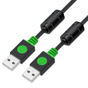 Кабель / Greenconnect GCR-55025 / GCR PRO Кабель PROF 1.0m USB 2.0, AM/AM, черный, ферритовые кольца, 28/24 AWG, экран, армированный, морозостойкий, GCR-55025