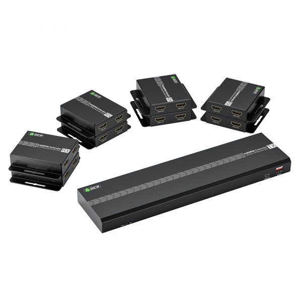 Разветвитель / Greenconnect GCR-55774 / GCR PRO Разветвитель-удлинитель HDMI по витой паре 1080P до 50~60m, 1х8 до 17 дисплеев, передатчик+приемники(2хHDMI), поддержка IR, POC  EDID, Loop out TX, GCR-55774